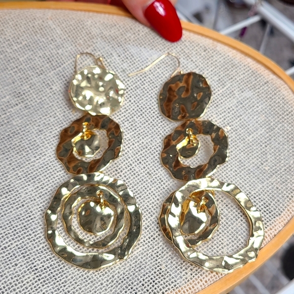 Gold-toned drop earrings long earrings - Picture 2 of 9